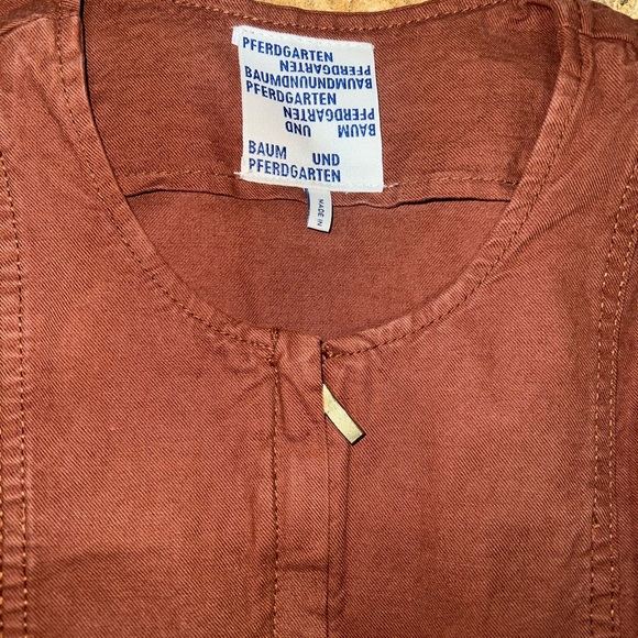 Baum und Pferdgardten Noralee Jumpsuit Sz 6 Puffed Shoulder Belted Rust Brown - Picture 5 of 8